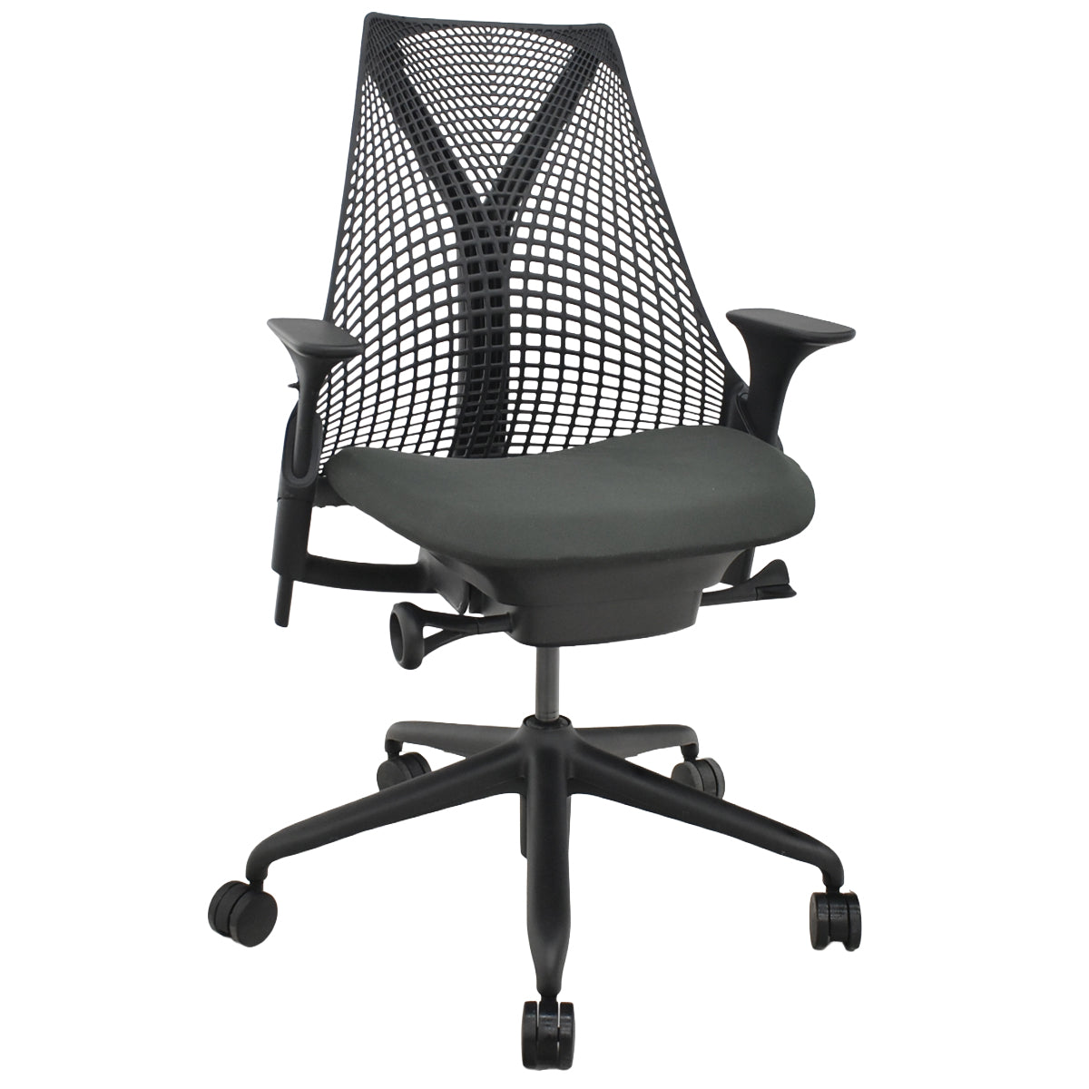 【中古】ハーマンミラー　セイルチェア　可動肘　前傾機能　2017年製　オリーブ　2025121806【中古オフィス家具】