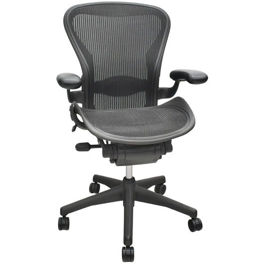 【中古】ハーマンミラー　アーロンチェア　スタンダード　Ｂサイズ　ランバーサポート　昇降ガス新品交換済　ブラック　2025122001【中古オフィス家具】