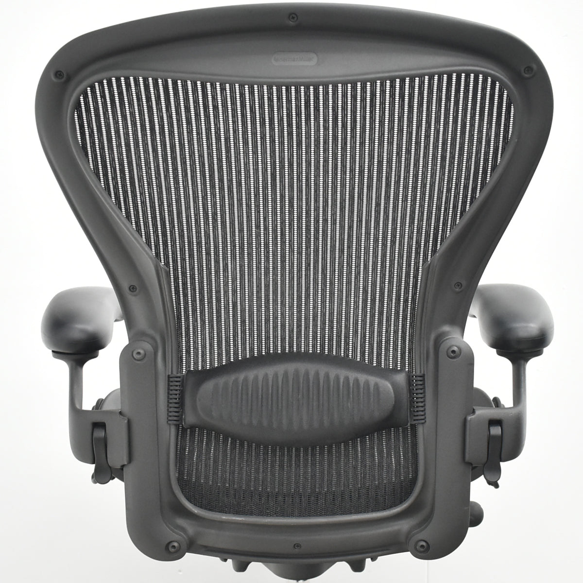 【中古】ハーマンミラー　アーロンチェア　Bサイズ　フル装備　ランバーサポート　可動肘（レバータイプ）　昇降ガス新品交換済　ブラック　2025122004【中古オフィス家具】