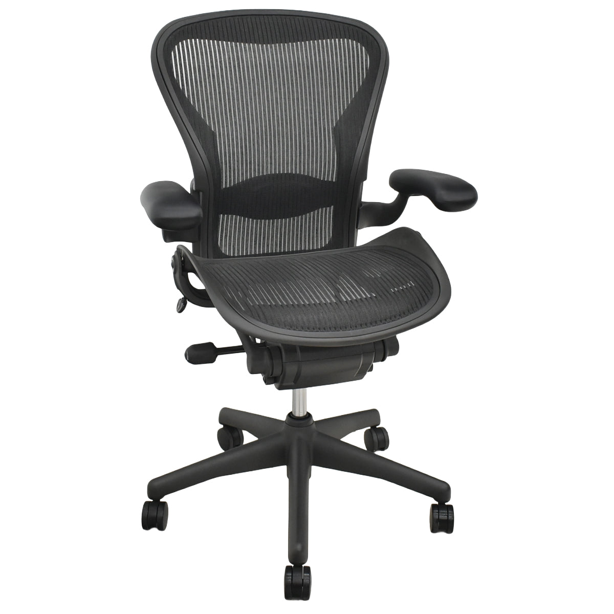 【中古】ハーマンミラー　アーロンチェア　スタンダード　Ｂサイズ　ランバーサポート　昇降ガス新品交換済　ブラック　2025122201【中古オフィス家具】