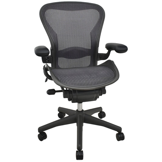 【中古】ハーマンミラー　アーロンチェア　Bサイズ　フル装備　ランバーサポート　グレー　2025122202【中古オフィス家具】