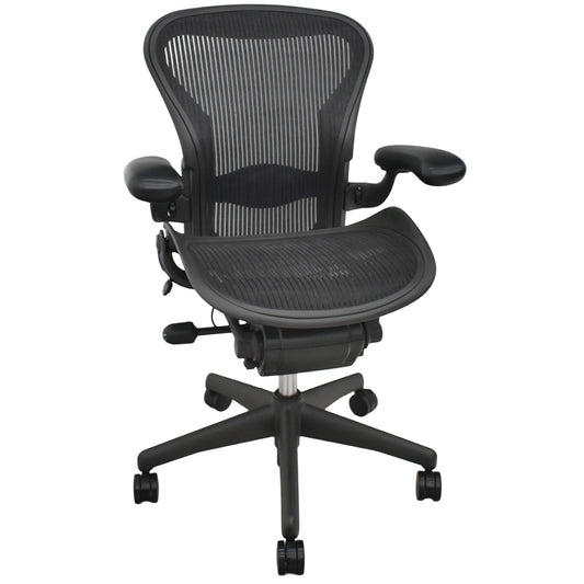 【中古】ハーマンミラー　アーロンチェア　Aサイズ　フル装備　ランバーサポート　ブラック　2025122204【中古オフィス家具】