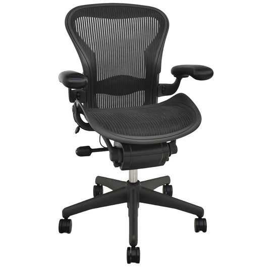 【中古】ハーマンミラー　アーロンチェア　Aサイズ　フル装備　ランバーサポート　ブラック　2025122302【中古オフィス家具】