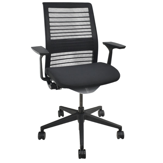 【中古】スチールケース　シンク２　固定肘　ランバーサポート（固定式）ブラック　2025122402【中古オフィス家具】