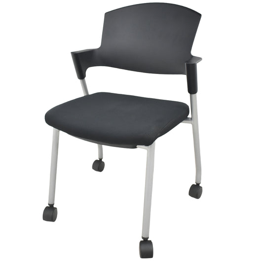 【中古】 コクヨ　プロッティ　ミーティングチェア　キャスター付　ブラック　幅550　2025122403【中古オフィス家具】