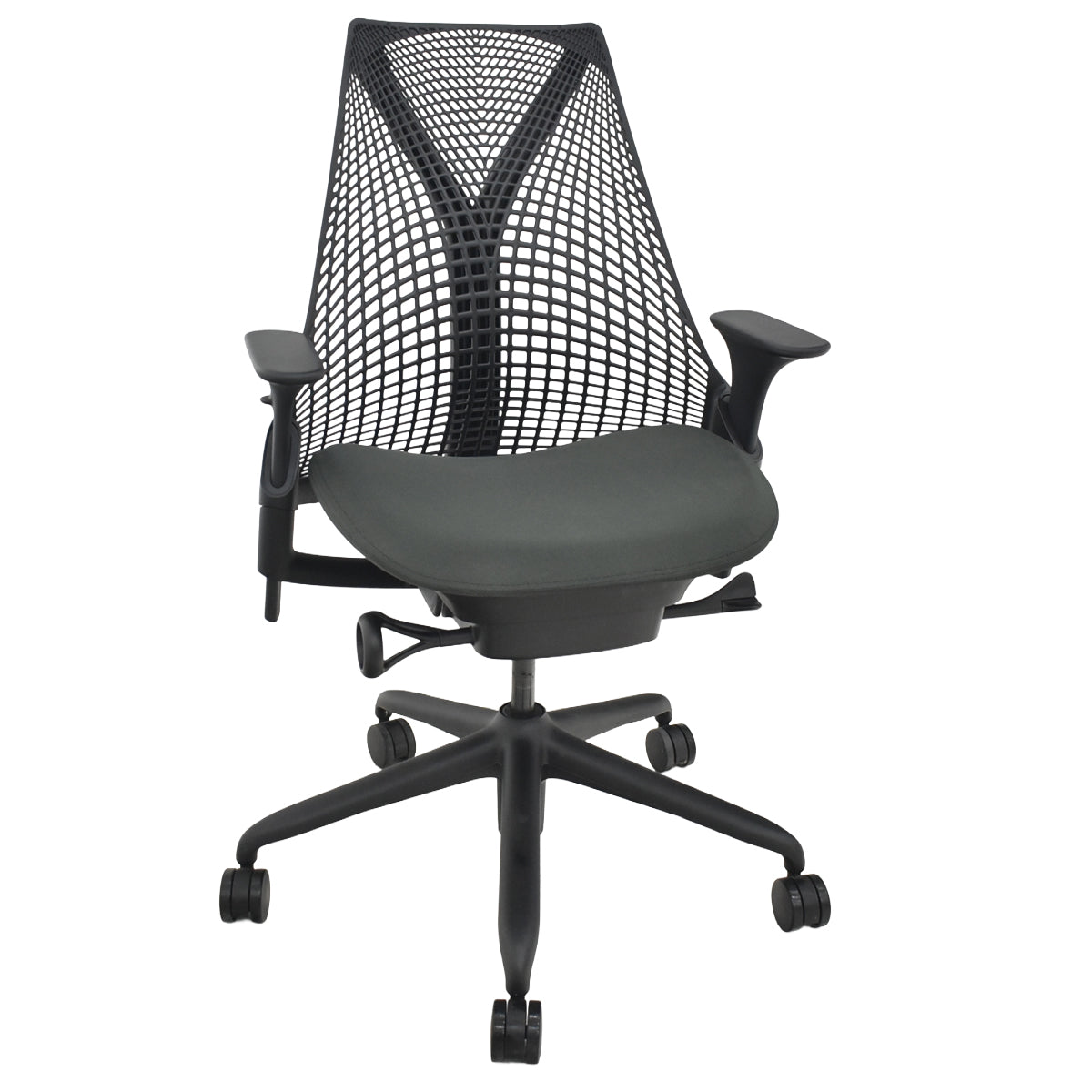 【中古】ハーマンミラー　セイルチェア　可動肘　前傾機能　2018年製　オリーブ　2025122502【中古オフィス家具】