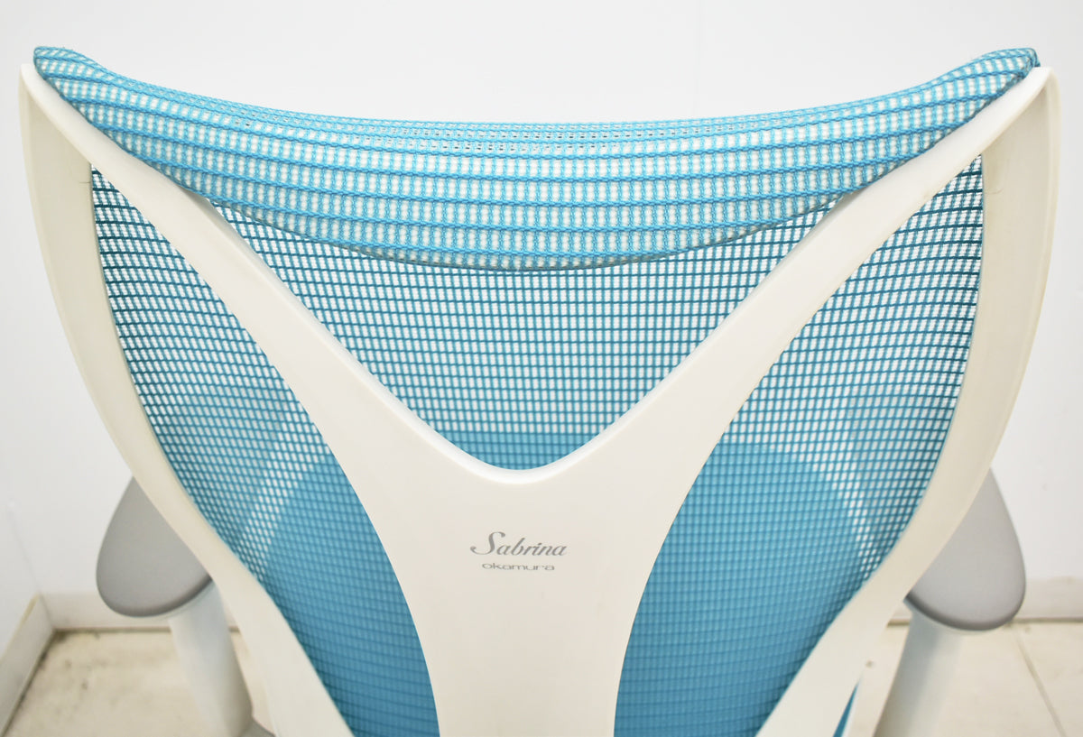 【中古】オカムラ　サブリナ　スマートオペレーション　可動肘　ポリッシュ　ブルーグリーン　2025122901【中古オフィス家具】