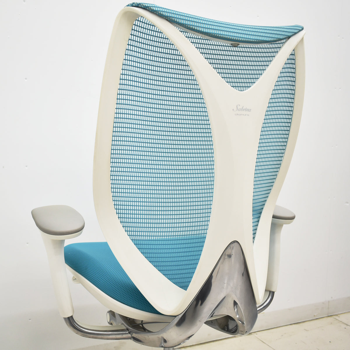 【中古】オカムラ　サブリナ　スマートオペレーション　可動肘　ポリッシュ　ブルーグリーン　2025122901【中古オフィス家具】