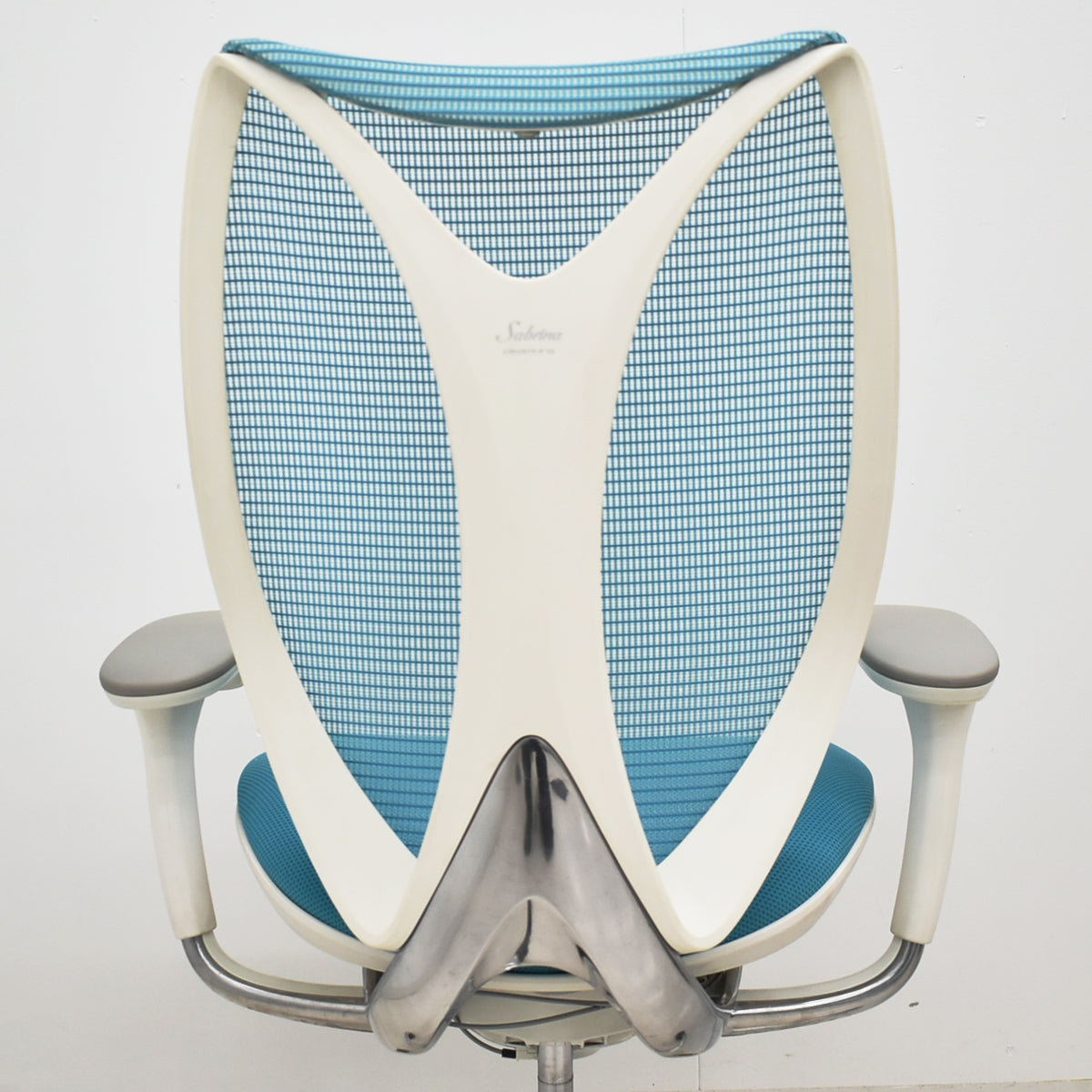 【中古】オカムラ　サブリナ　スマートオペレーション　可動肘　ポリッシュ　ブルーグリーン　2025122901【中古オフィス家具】