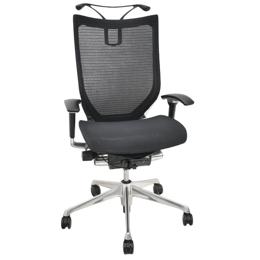 【中古】オカムラ　バロン　ハイバック　可動肘（肘パッド新品変換済）ハンガー　ポリッシュ　2021年製　ブラック　2026010601【中古オフィス家具】