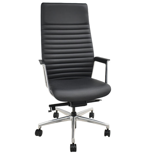 【中古】オカムラ　フィルメ　エクストラハイバック　エグゼクティブチェア　固定肘　ポリッシュ　ブラック　2026010804【中古オフィス家具】