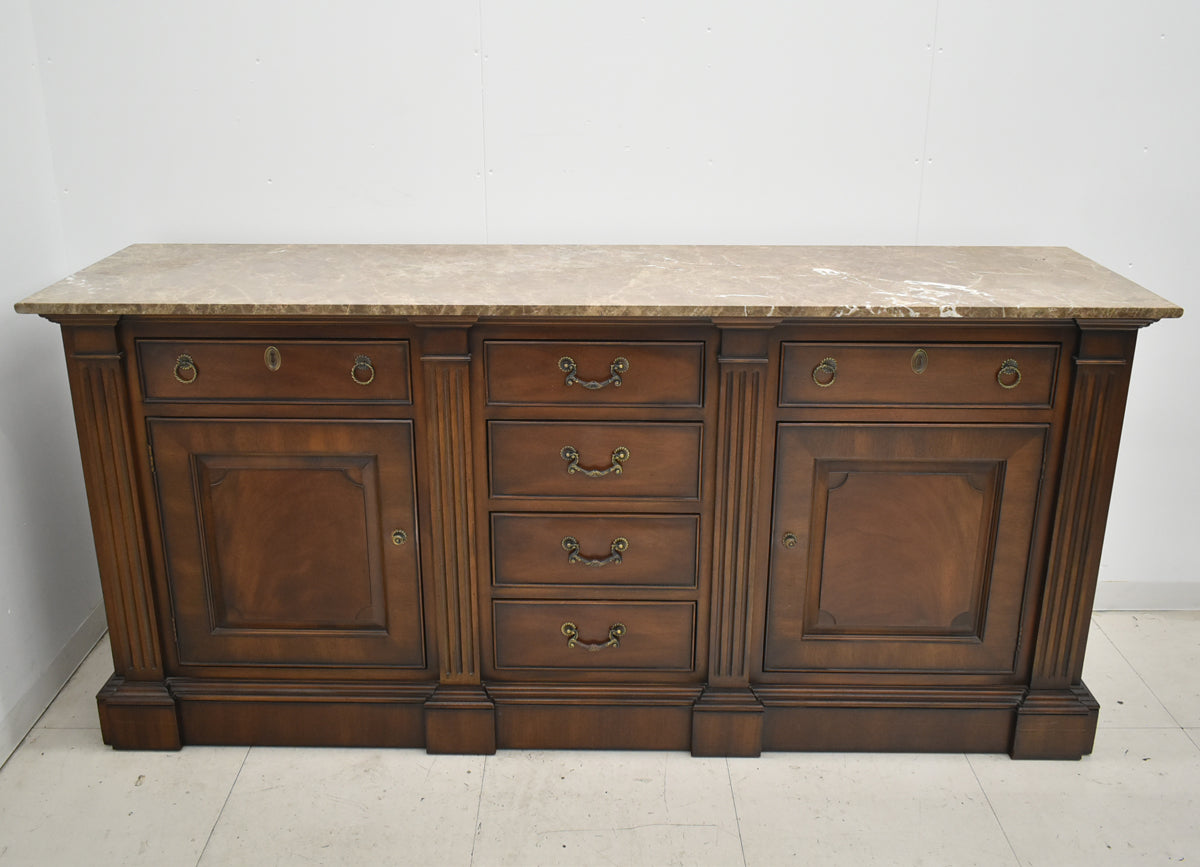 【中古】ドレクセルヘリテイジ　コヴィントンパークコレクション　サイドボード　天板・大理石　幅1930　木製　2026011903【中古オフィス家具】