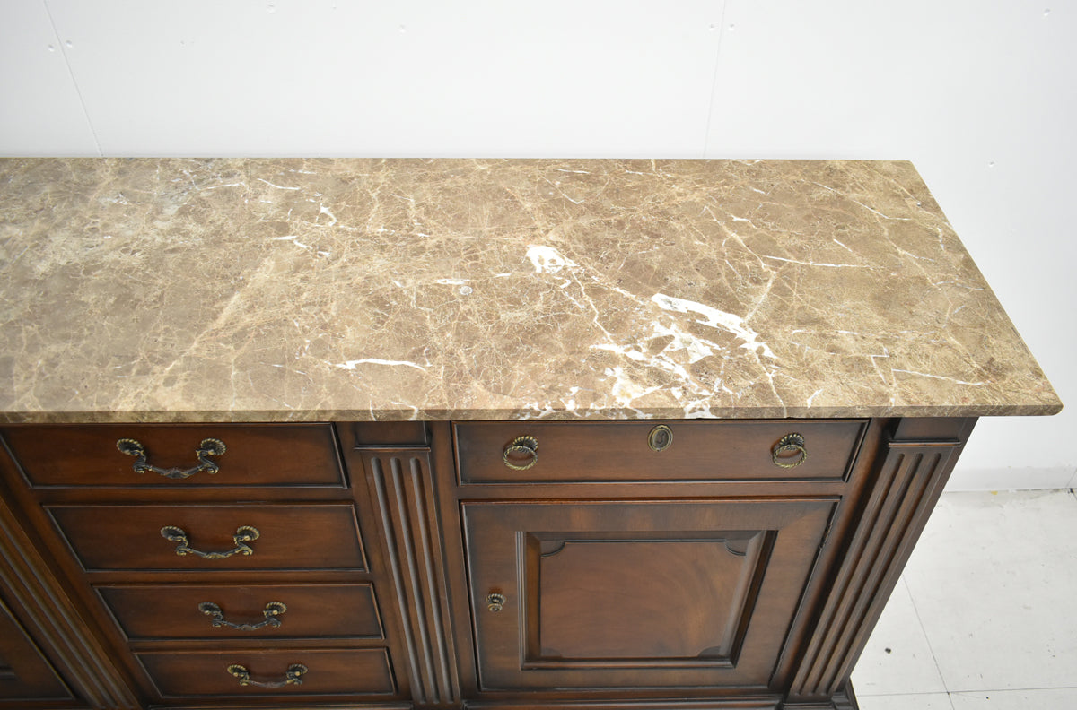 【中古】ドレクセルヘリテイジ　コヴィントンパークコレクション　サイドボード　天板・大理石　幅1930　木製　2026011903【中古オフィス家具】