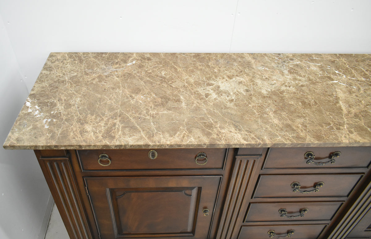 【中古】ドレクセルヘリテイジ　コヴィントンパークコレクション　サイドボード　天板・大理石　幅1930　木製　2026011903【中古オフィス家具】