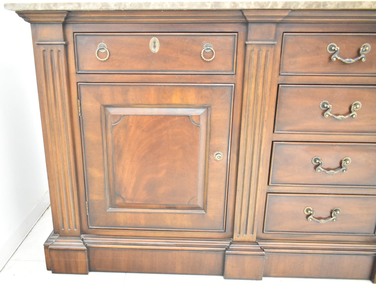 【中古】ドレクセルヘリテイジ　コヴィントンパークコレクション　サイドボード　天板・大理石　幅1930　木製　2026011903【中古オフィス家具】