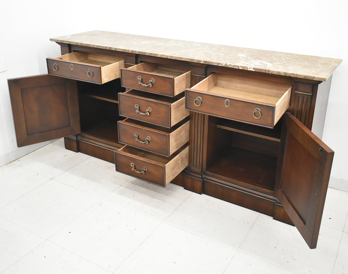 【中古】ドレクセルヘリテイジ　コヴィントンパークコレクション　サイドボード　天板・大理石　幅1930　木製　2026011903【中古オフィス家具】