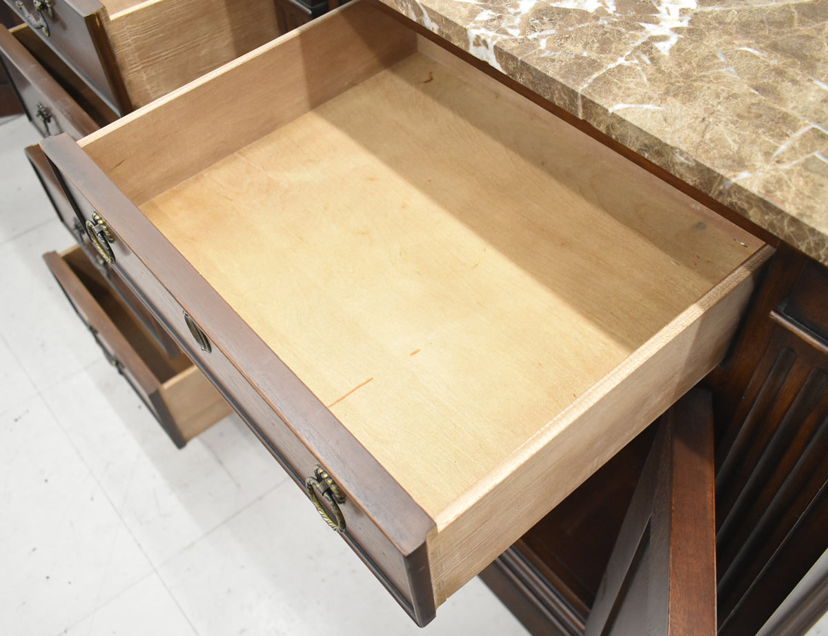 【中古】ドレクセルヘリテイジ　コヴィントンパークコレクション　サイドボード　天板・大理石　幅1930　木製　2026011903【中古オフィス家具】