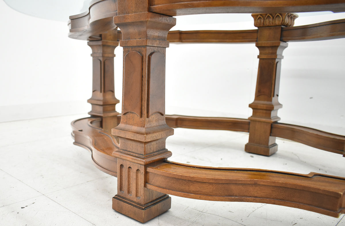 【中古】ドレクセルヘリテイジ　フランチェスカ　ガラスセンターテーブル　全幅1325　木製　2026011904【中古オフィス家具】