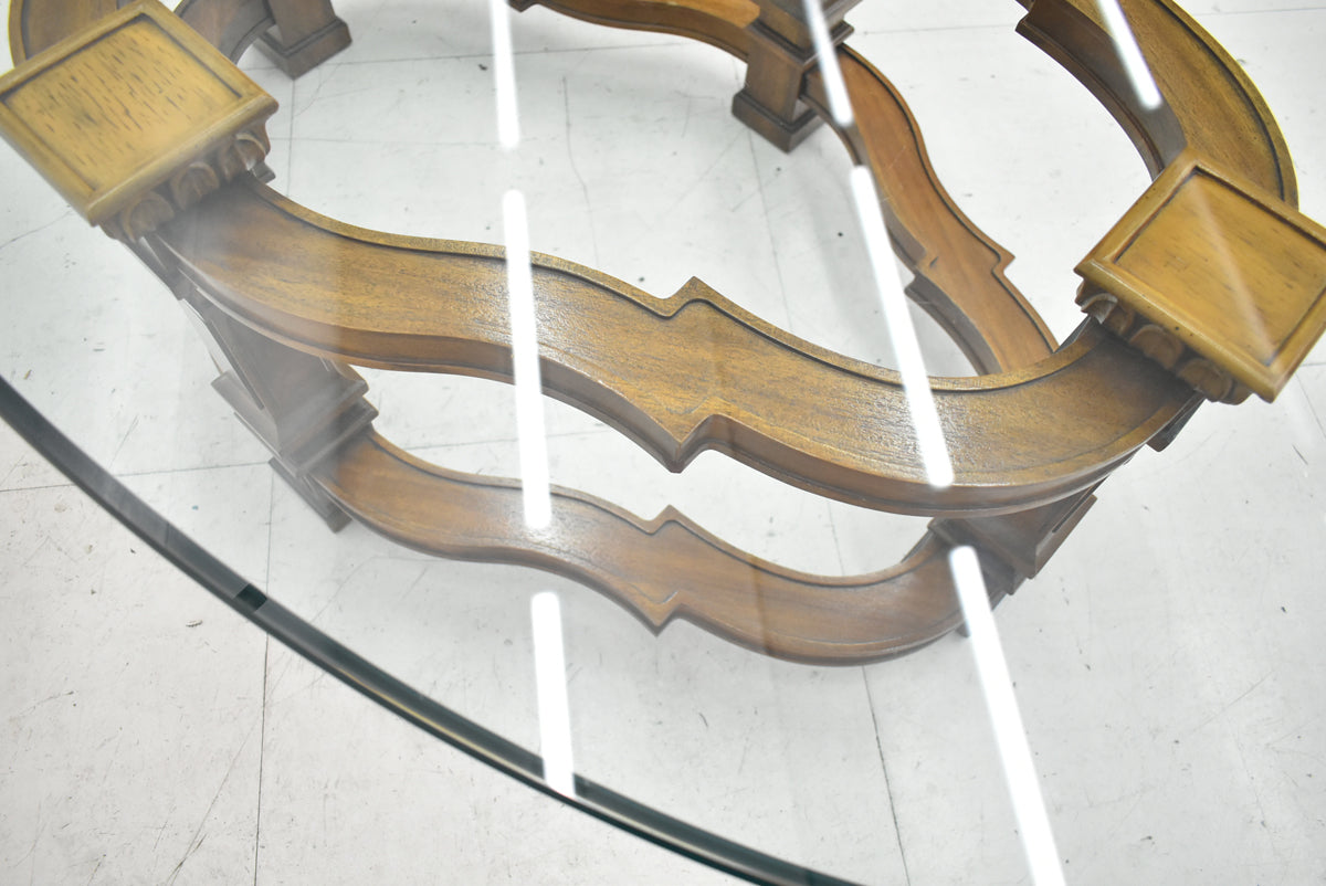 【中古】ドレクセルヘリテイジ　フランチェスカ　ガラスセンターテーブル　全幅1325　木製　2026011904【中古オフィス家具】