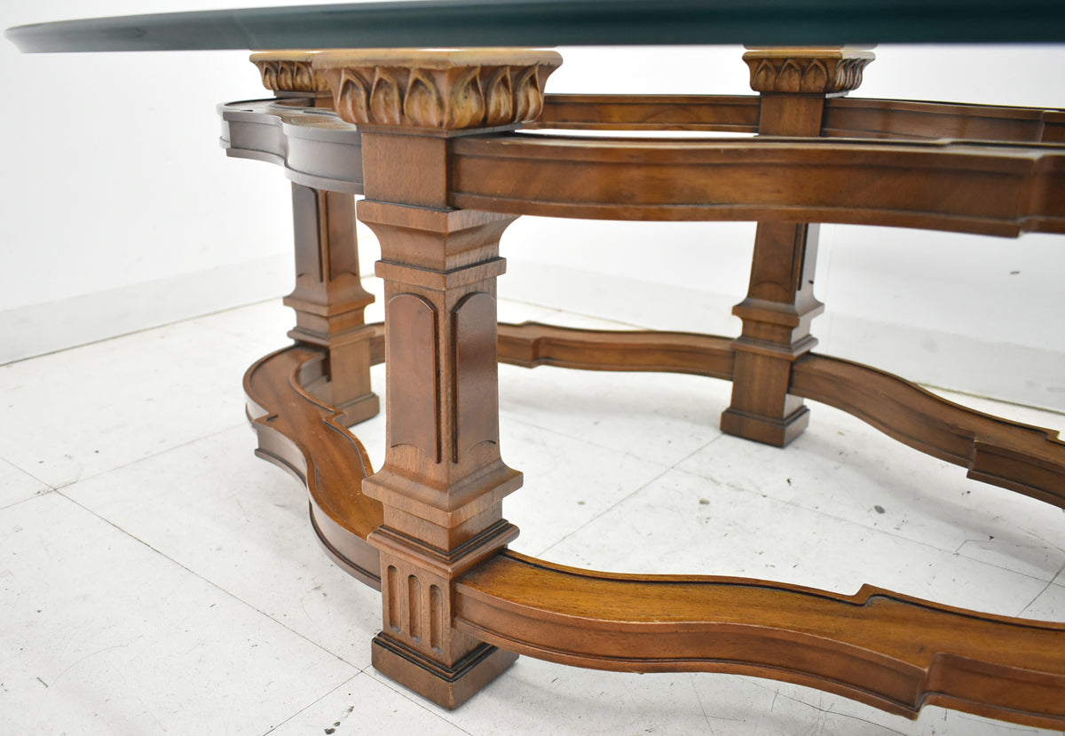 【中古】ドレクセルヘリテイジ　フランチェスカ　ガラスセンターテーブル　全幅1325　木製　2026011905【中古オフィス家具】