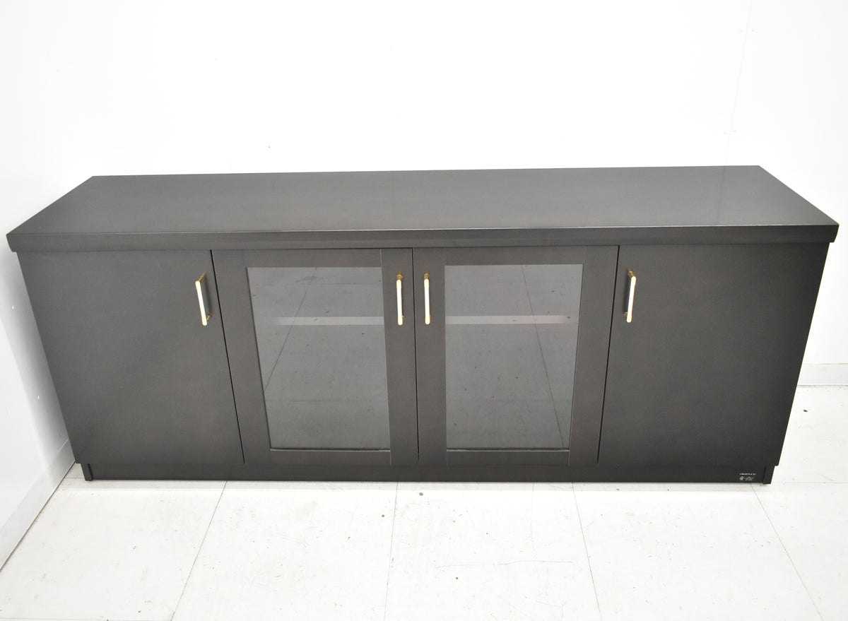 【中古】オカムラ　EX-42　クレデンザ　サイドボード　ガラス扉　幅1800　ダークブラウン　2026012102【中古オフィス家具】