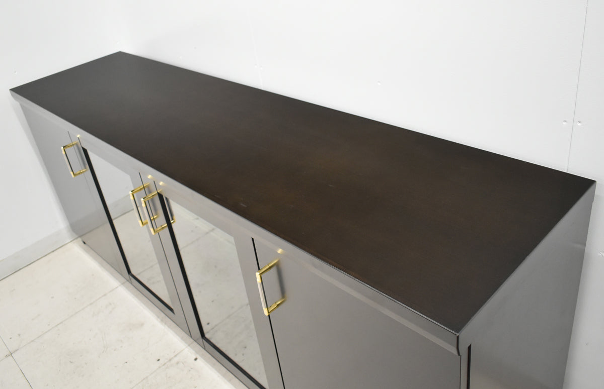 【中古】オカムラ　EX-42　クレデンザ　サイドボード　ガラス扉　幅1800　ダークブラウン　2026012102【中古オフィス家具】