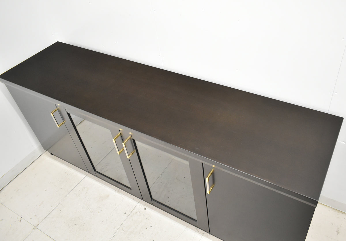 【中古】オカムラ　EX-42　クレデンザ　サイドボード　ガラス扉　幅1800　ダークブラウン　2026012102【中古オフィス家具】