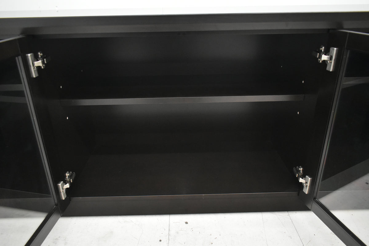 【中古】オカムラ　EX-42　クレデンザ　サイドボード　ガラス扉　幅1800　ダークブラウン　2026012102【中古オフィス家具】