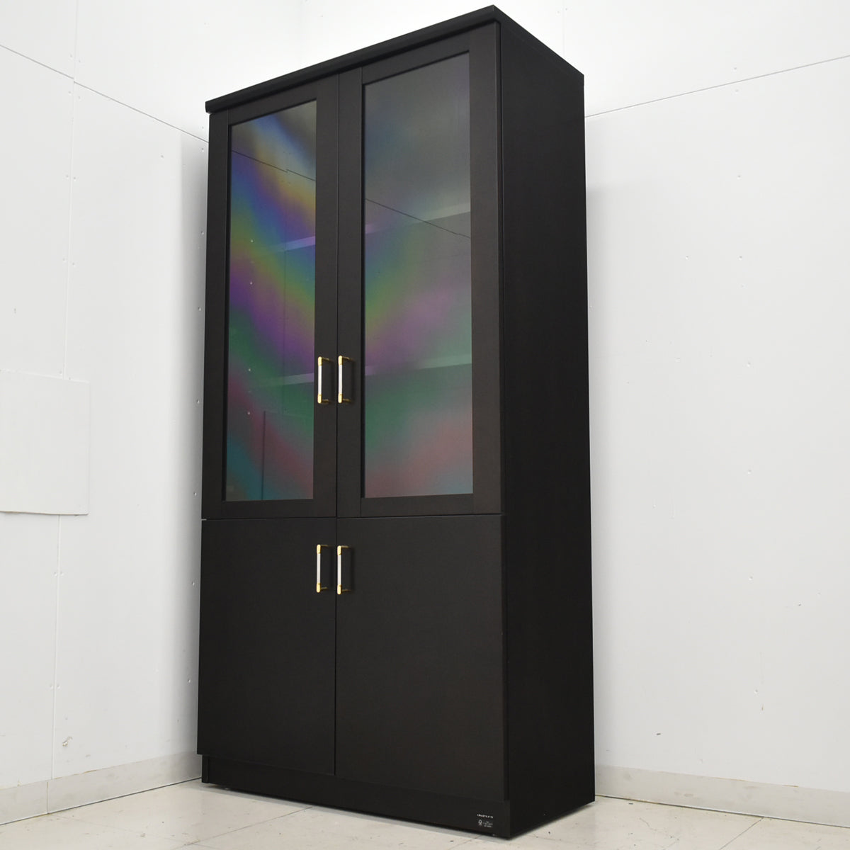 【中古】オカムラ　EX-42　両開き書棚　ガラス扉　幅1800　ダークブラウン　2026012103【中古オフィス家具】