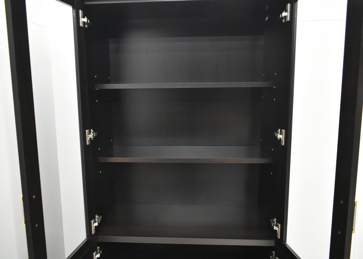 【中古】オカムラ　EX-42　両開き書棚　ガラス扉　幅1800　ダークブラウン　2026012103【中古オフィス家具】