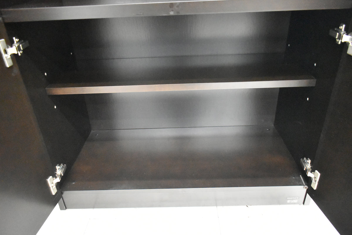 【中古】オカムラ　EX-42　両開き書棚　ガラス扉　幅1800　ダークブラウン　2026012103【中古オフィス家具】