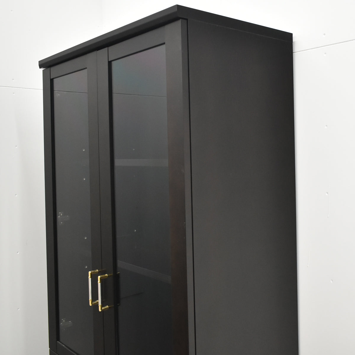 【中古】オカムラ　EX-42　両開き書棚　ガラス扉　幅1800　ダークブラウン　2026012103【中古オフィス家具】