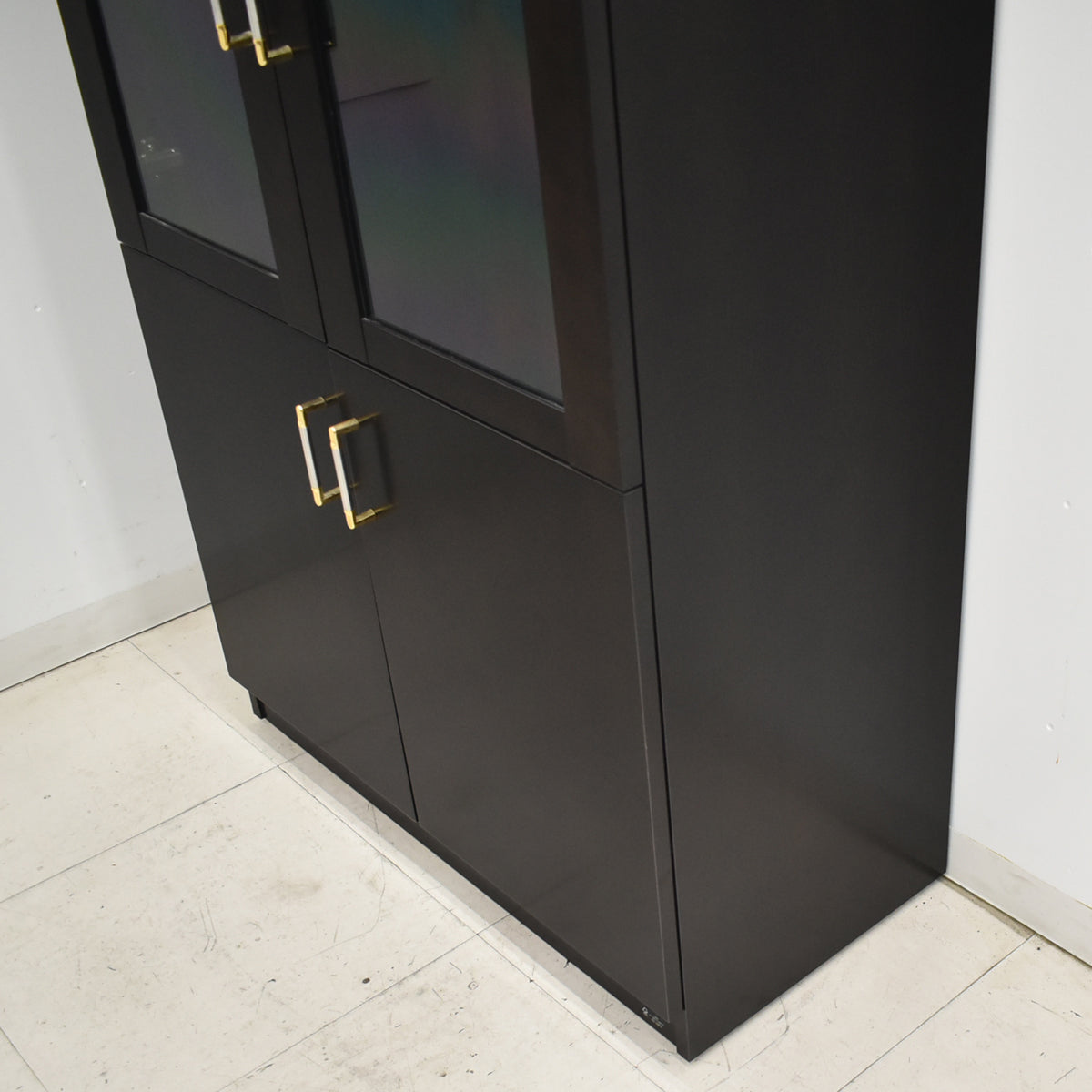 【中古】オカムラ　EX-42　両開き書棚　ガラス扉　幅1800　ダークブラウン　2026012103【中古オフィス家具】