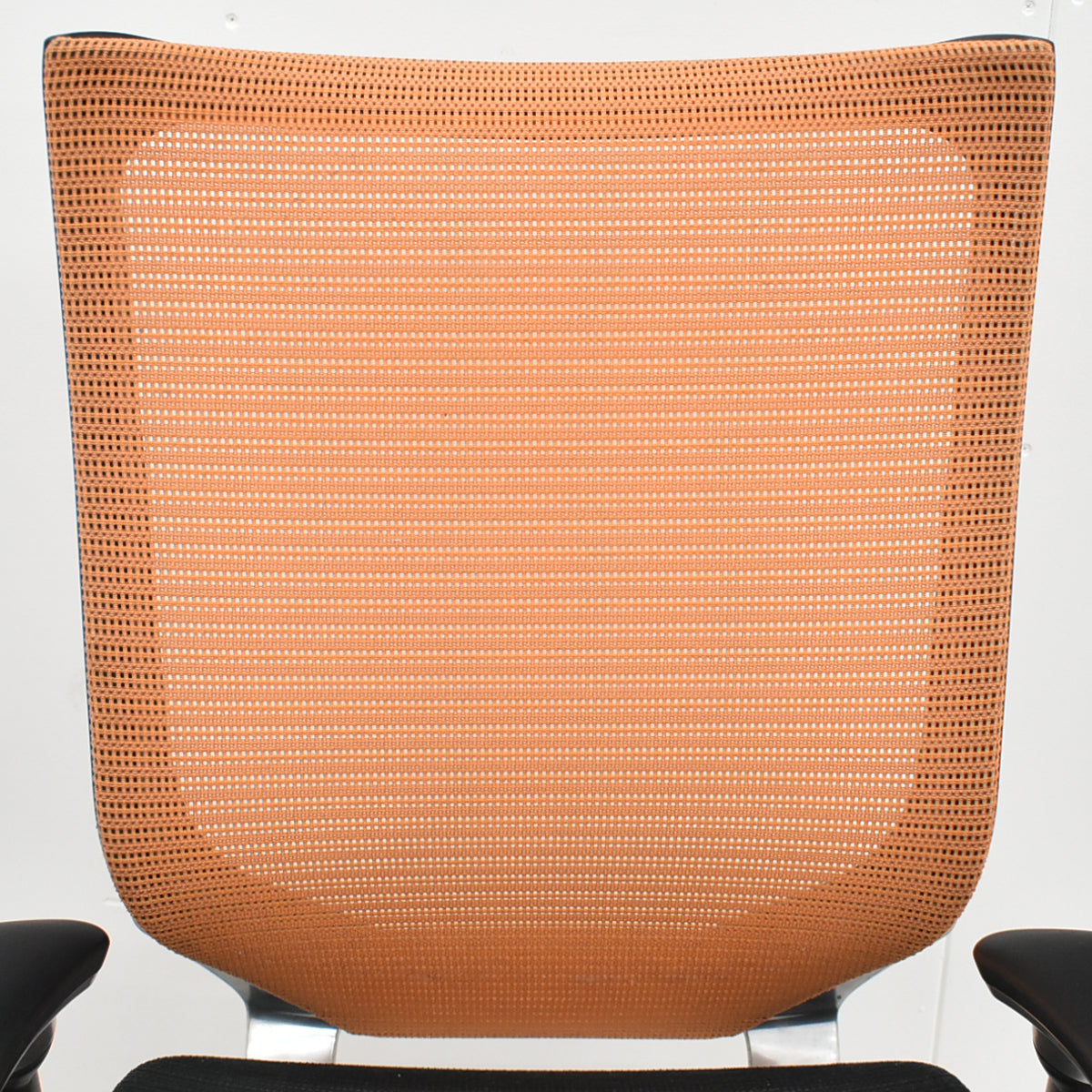 【中古】オカムラ　バロン　ハイバック　可動肘　ポリッシュ　ブラック×オレンジ　肘パッド新品　2026012203【中古オフィス家具】