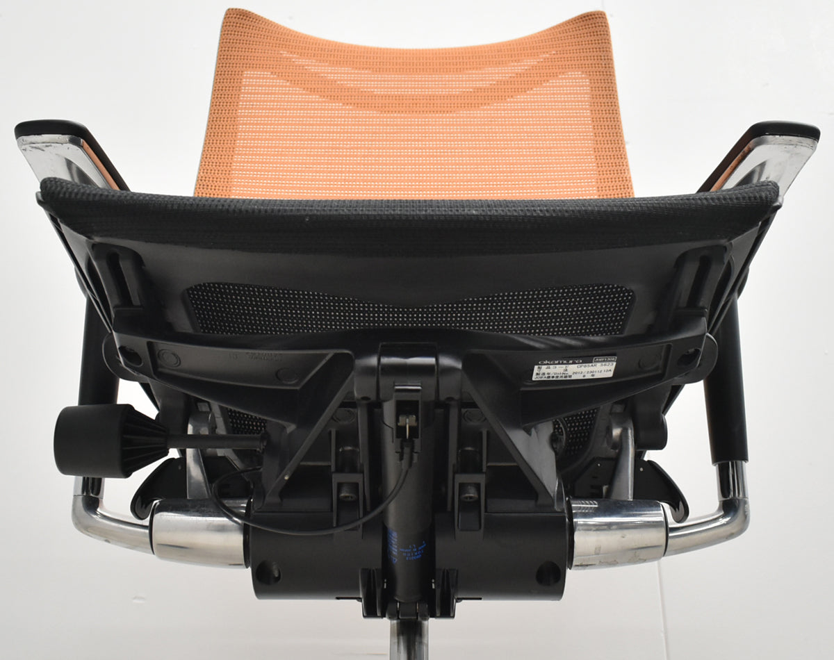 【中古】オカムラ　バロン　ハイバック　可動肘　ポリッシュ　ブラック×オレンジ　肘パッド新品　2026012203【中古オフィス家具】