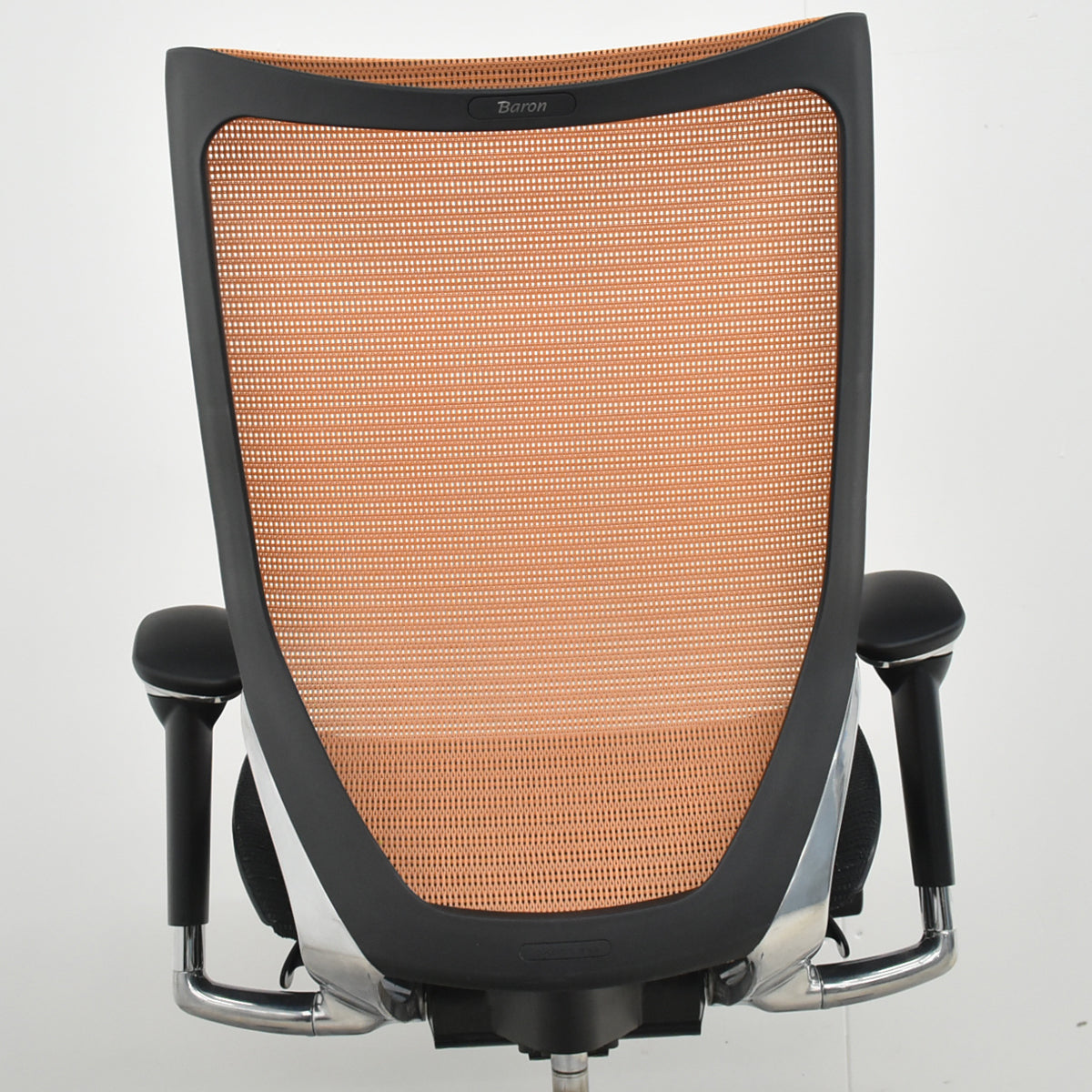 【中古】オカムラ　バロン　ハイバック　可動肘　ポリッシュ　ブラック×オレンジ　肘パッド新品　2026012203【中古オフィス家具】