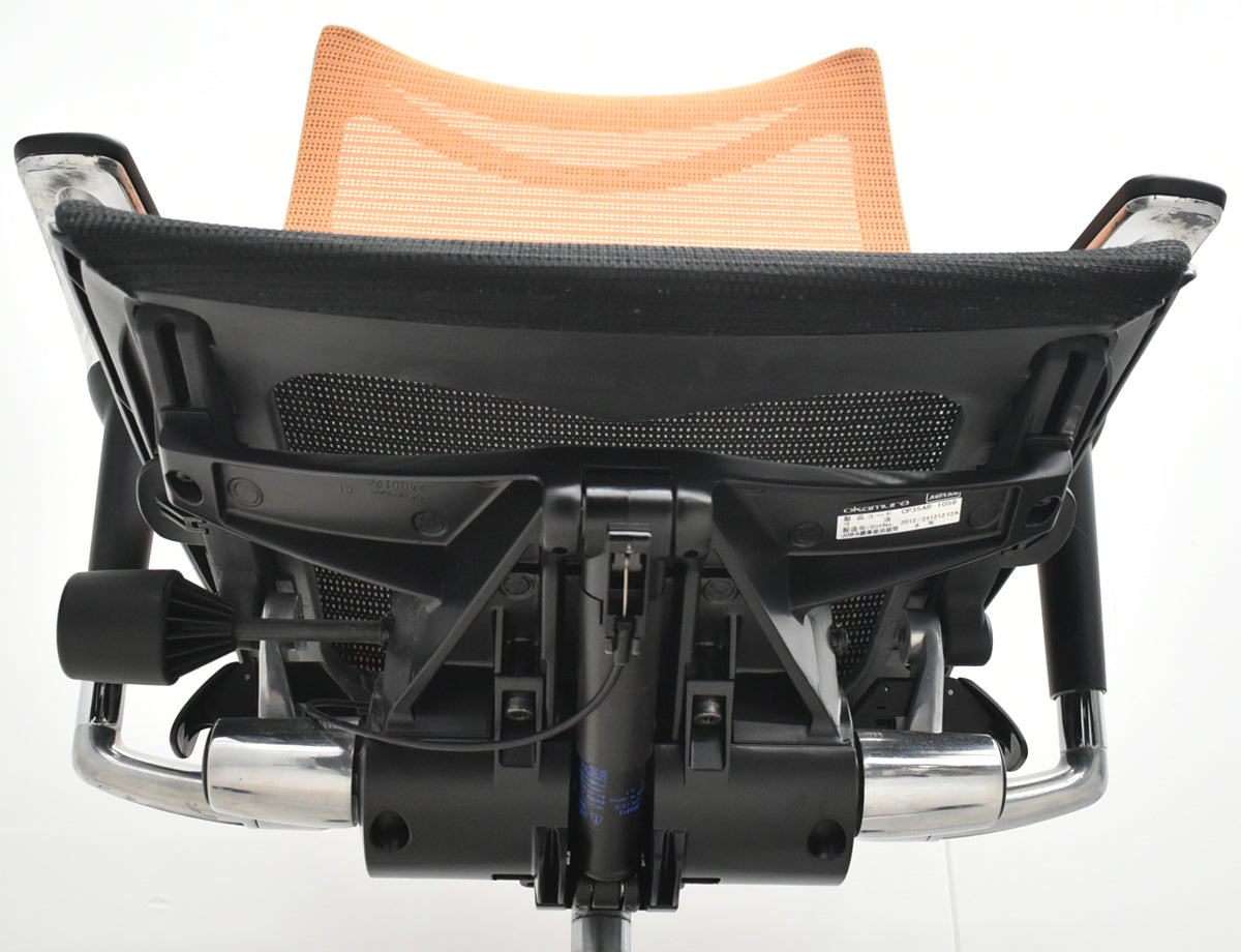 【中古】オカムラ　バロン　ハイバック　可動肘　ポリッシュ　ブラック×オレンジ　肘パッド新品　2026012205【中古オフィス家具】