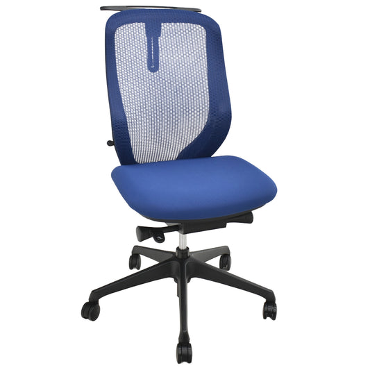 【中古】オカムラ　シルフィー　ハイバック　肘なし　バックカーブアジャスト　前傾機能　ハンガー　ミディアムブルー　2026012604【中古オフィス家具】