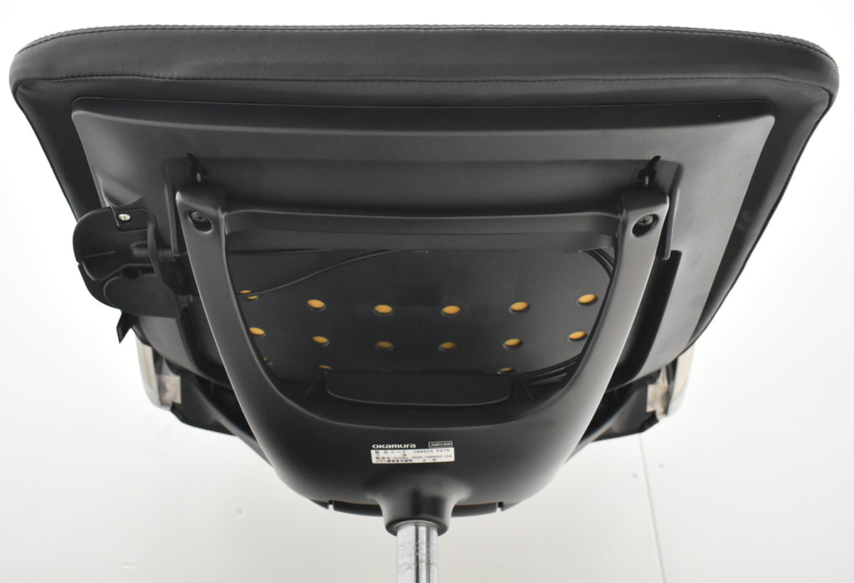 【中古】オカムラ　モードチェア　ハイバック　固定肘　総革張り　2020年製　ブラック　2026012608【中古オフィス家具】