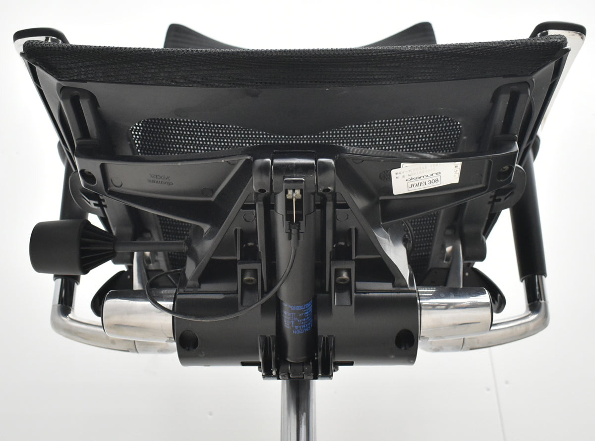 【中古】オカムラ　バロン　ローバック　可動肘　ポリッシュ　昇降ガス新品交換済　ブラック　2026012701【中古オフィス家具】