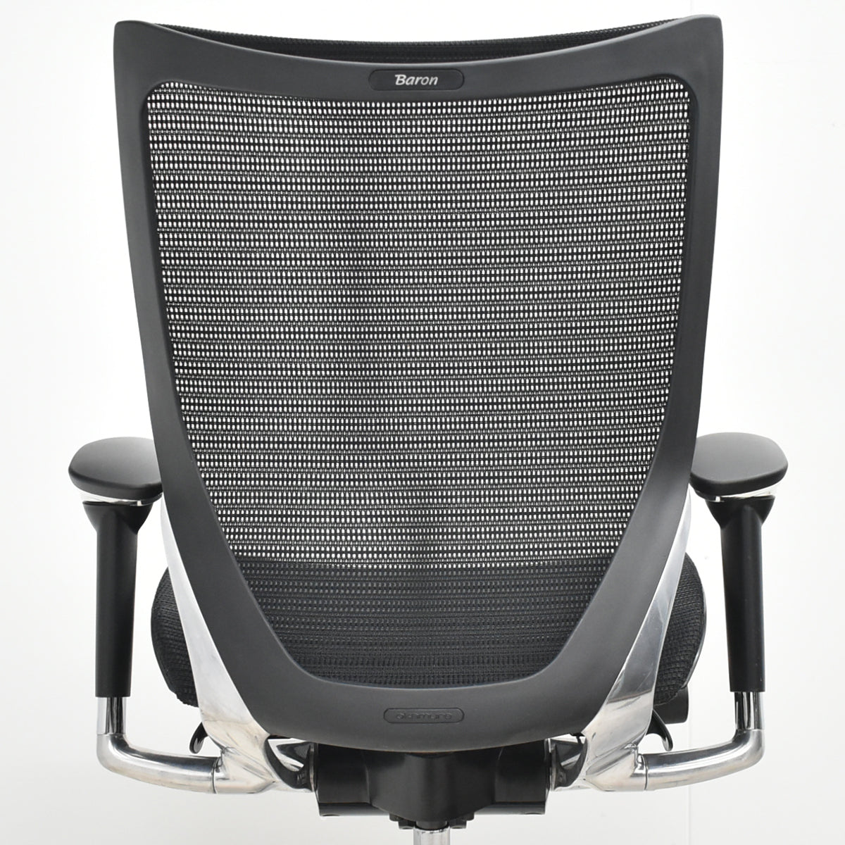 【中古】オカムラ　バロン　ローバック　可動肘　ポリッシュ　昇降ガス新品交換済　ブラック　2026012701【中古オフィス家具】