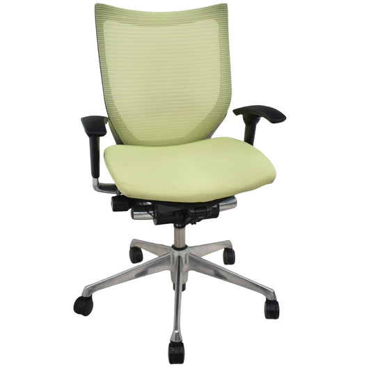 【中古】オカムラ　バロン　ローバック　可動肘　ポリッシュ　ピスタチオグリーン　2026012705【中古オフィス家具】