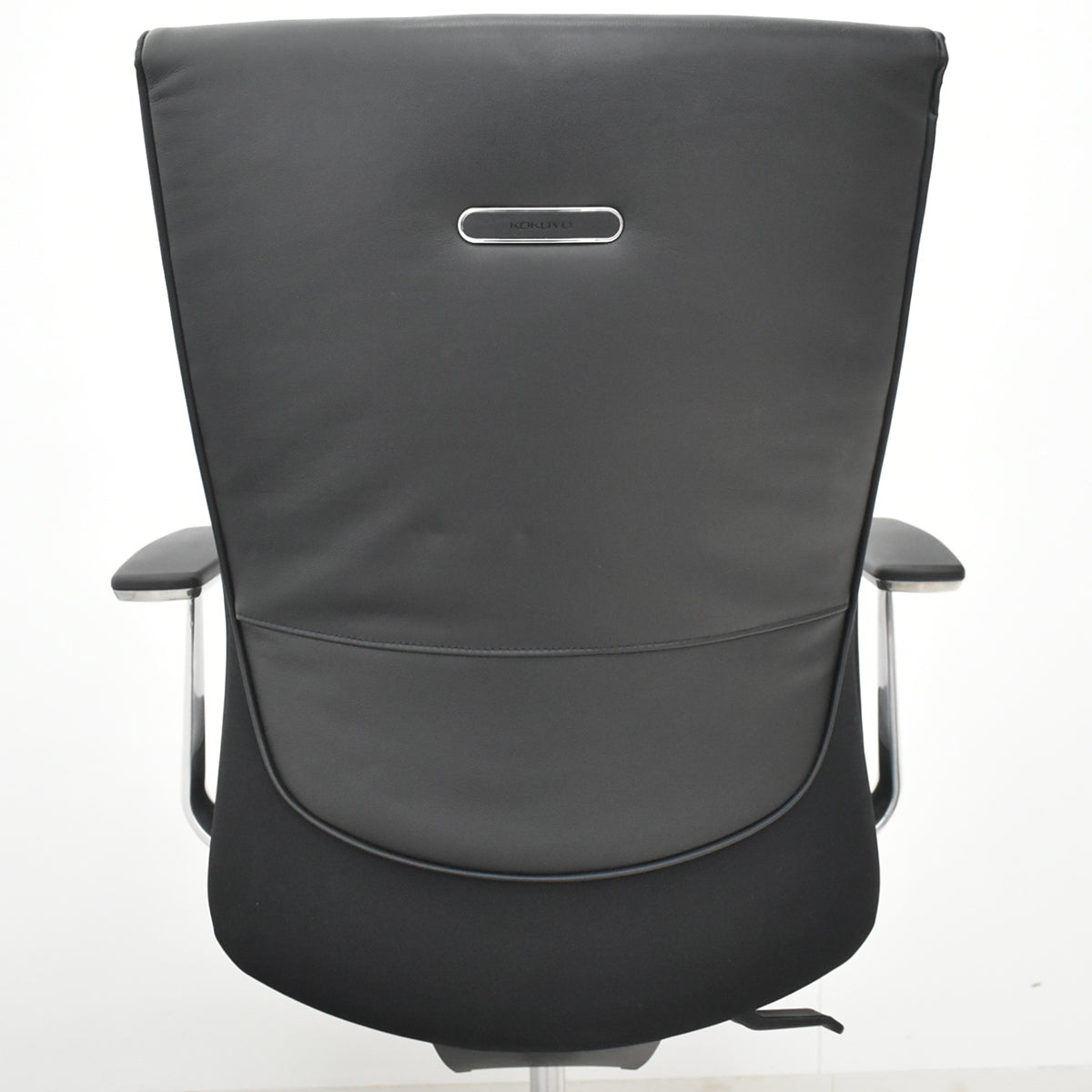 【中古】コクヨ　プント　ハイバック　固定肘（アルミ肘）革張り　エアランバーサポート　ブラック　2026020903【中古オフィス家具】