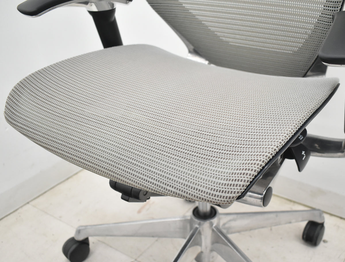 【中古】オカムラ　バロン　ハイバック　可動肘　ポリッシュ　グレー　肘パッド新品　2026020905【中古オフィス家具】