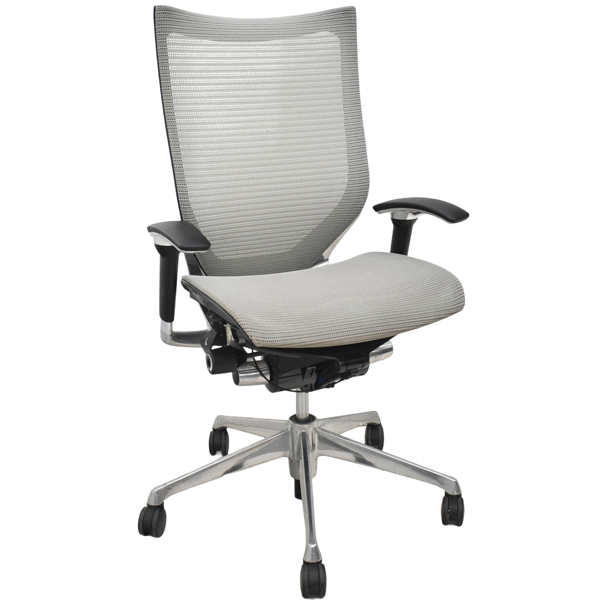 【中古】オカムラ　バロン　ハイバック　可動肘　ポリッシュ　グレー　肘パッド新品　2026020905【中古オフィス家具】