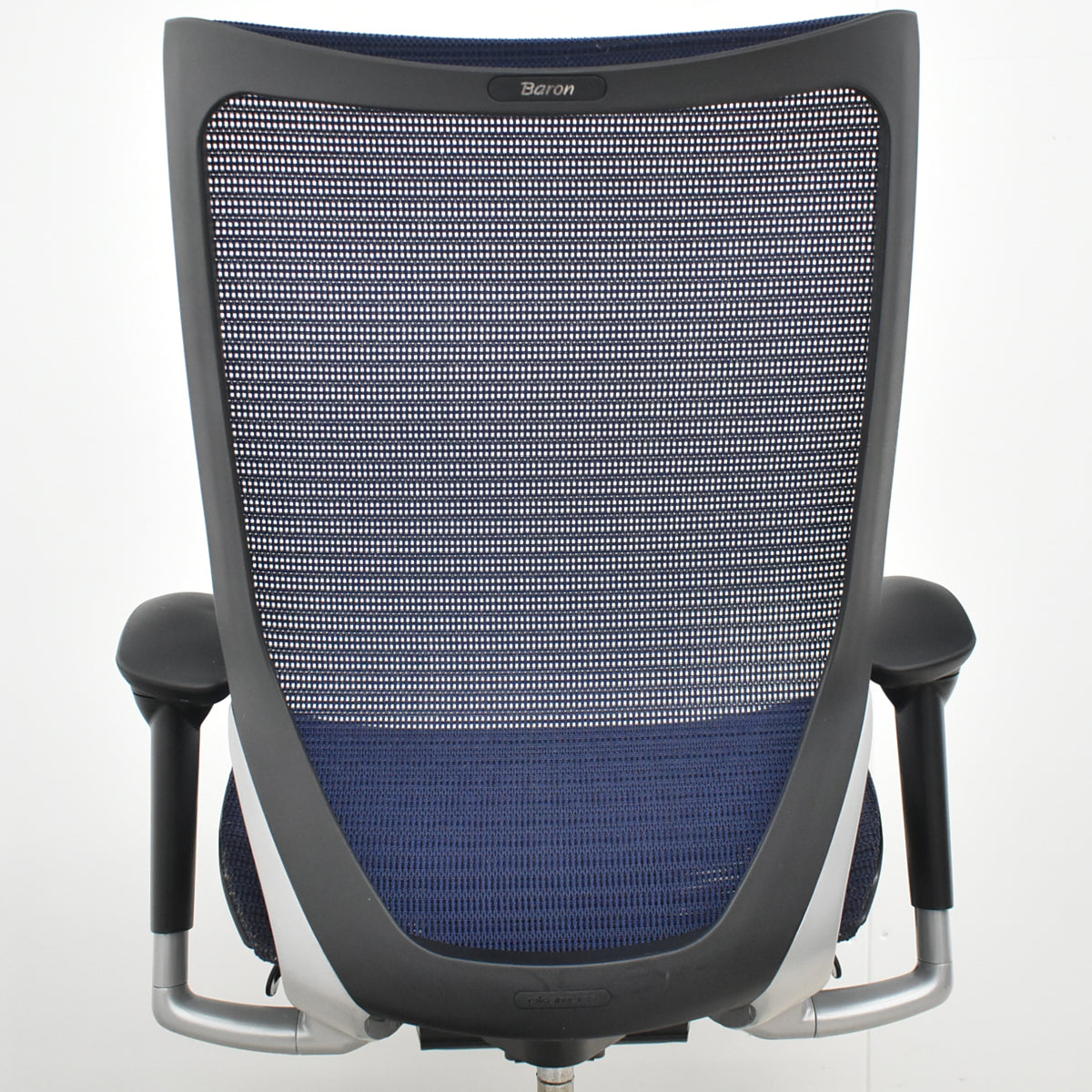 【中古】オカムラ　バロン　ハイバック　可動肘　シルバー脚　ダークブルー　2026021001【中古オフィス家具】