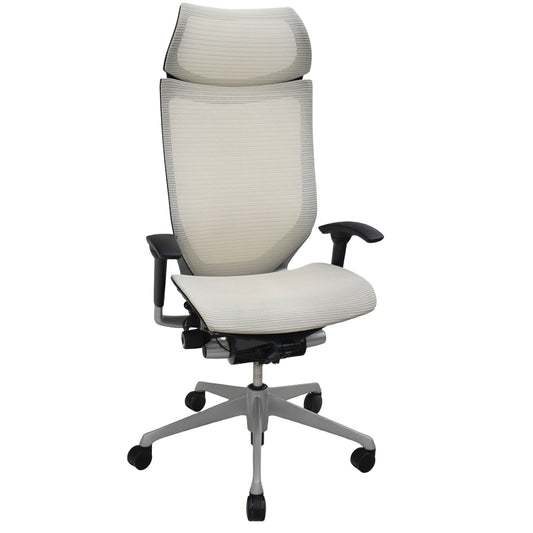 【中古】オカムラ　バロン　エクストラハイバック　固定ヘッドレスト　可動肘　シルバー脚　2026021201【中古オフィス家具】