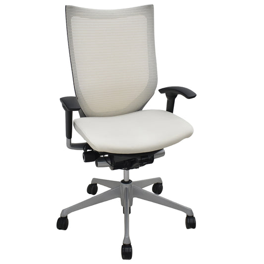【中古】オカムラ　バロン　ハイバック　可動肘　シルバー脚　ホワイト　2026021202【中古オフィス家具】