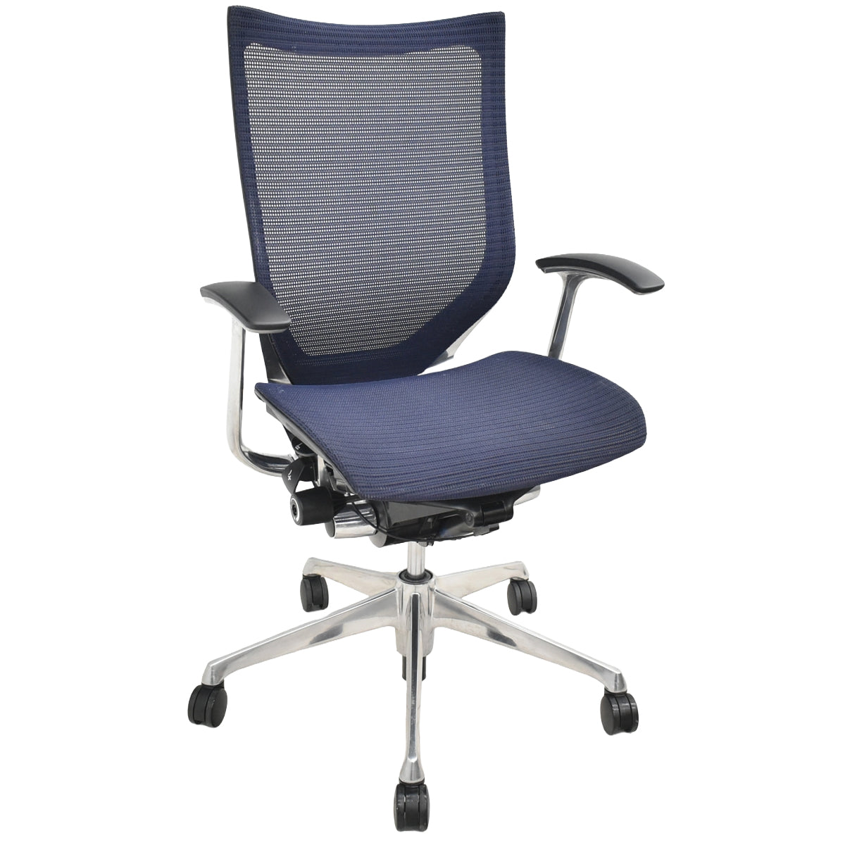 【中古】オカムラ　バロン　肘パッド新品　ハイバック　固定肘　ポリッシュ　ダークブルー　2026021205【中古オフィス家具】