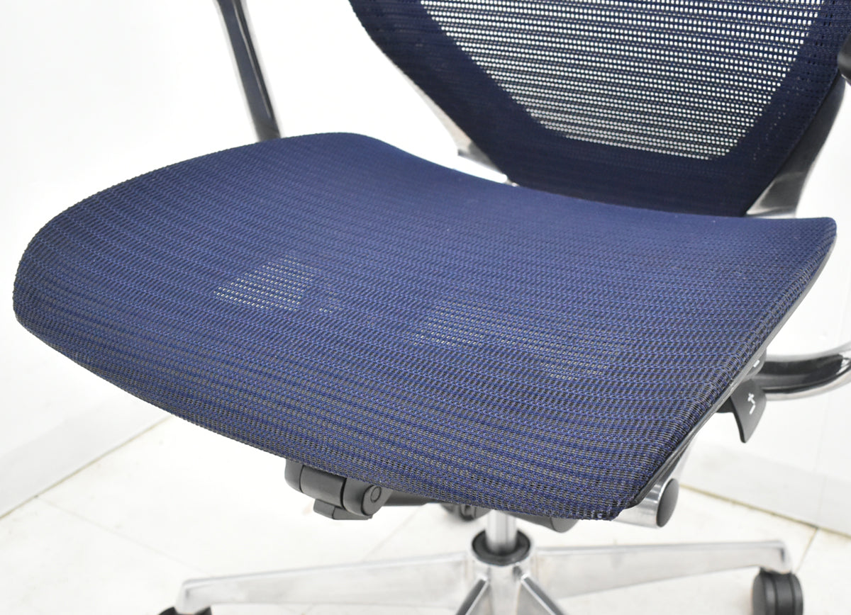 【中古】オカムラ　バロン　肘パッド新品　ハイバック　固定肘　ポリッシュ　ダークブルー　2026021206【中古オフィス家具】
